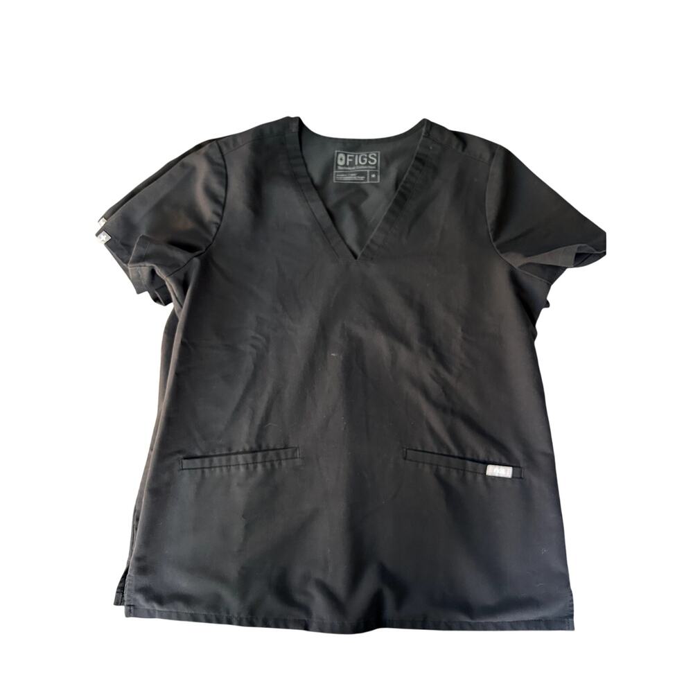 EUC Figs Casma Black 3 pocket black scrub top Medium